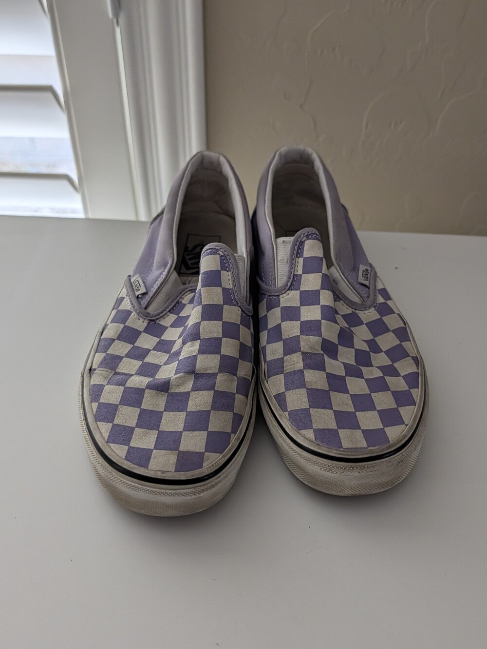 Vans Checkered Purple Classic Slip On Checkerboard SK8, Heather Wms 9 - Picture 2 of 7